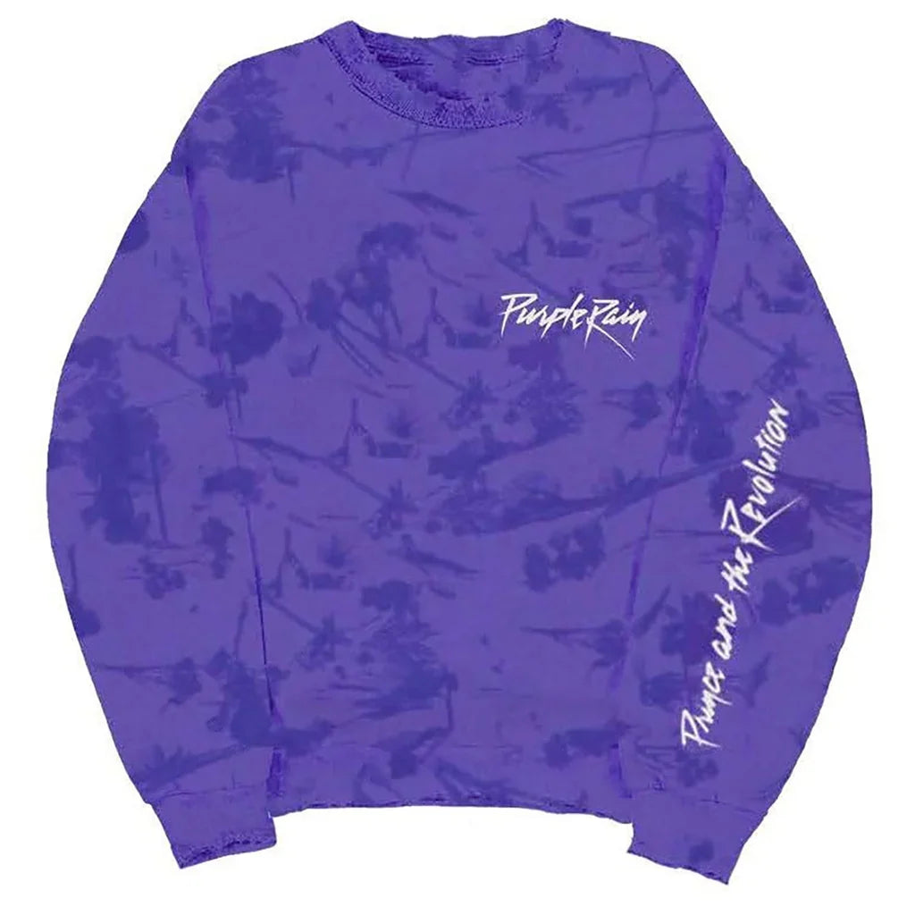Prince Purple Rain Tie-Dye Crewneck Fleece Sweatshirt | XL