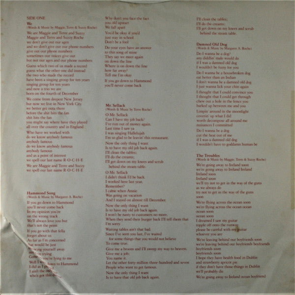 The Roches : The Roches (LP, Album, Jac)