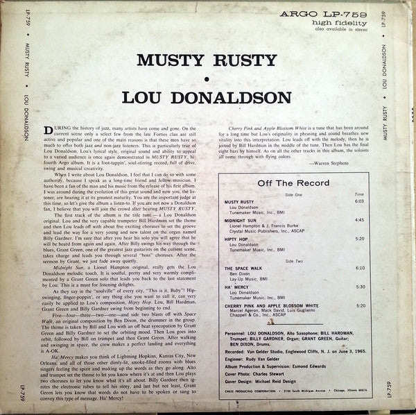 Lou Donaldson : Musty Rusty (LP, Album)