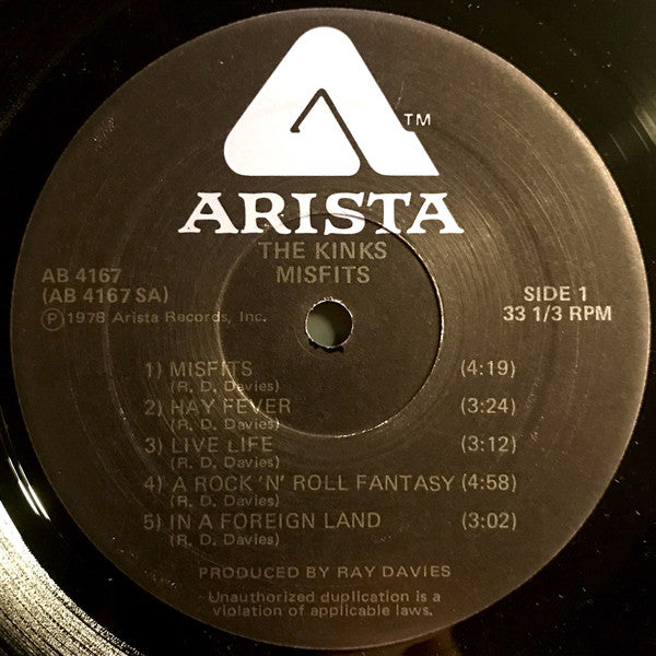 The Kinks : Misfits (LP, Album)