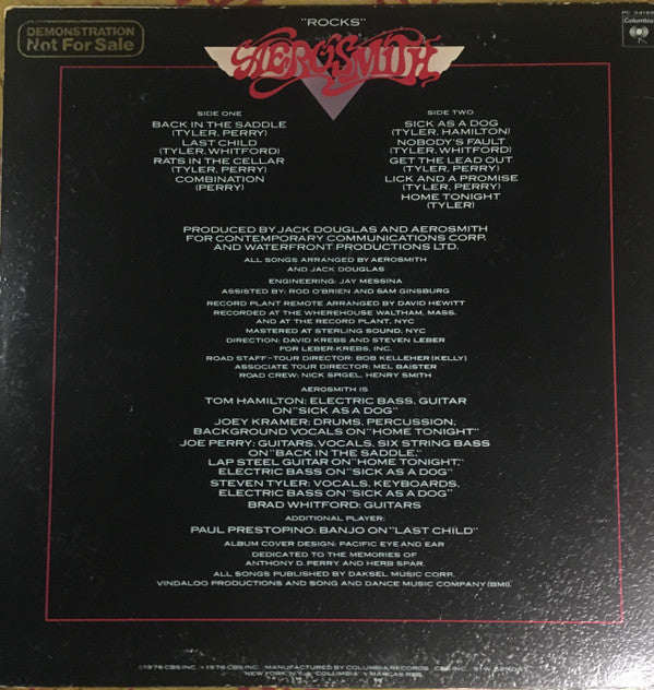Aerosmith : "Rocks" (LP, Album, Ter)