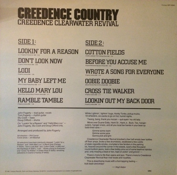 Creedence Clearwater Revival : Creedence Country (LP, Comp, Club, CRC)