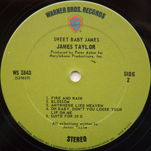 James Taylor (2) : Sweet Baby James (LP, Album)