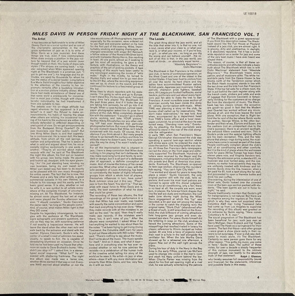 Miles Davis : In Person, Friday Night At The Blackhawk, San Francisco, Volume I (LP, Album, RE, 4)