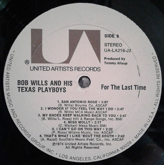 Bob Wills And His Texas Playboys* : For The Last Time (2xLP, Album + Box)