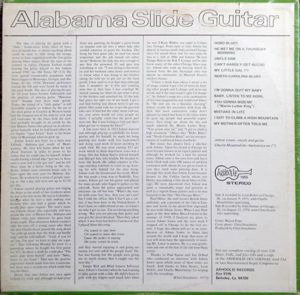 Johnie Lewis : Alabama Slide Guitar (LP, Album)