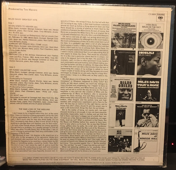 Miles Davis : Miles Davis' Greatest Hits (LP, Comp, RE, San)