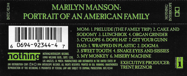 Marilyn Manson : Portrait Of An American Family (Cass, Album)