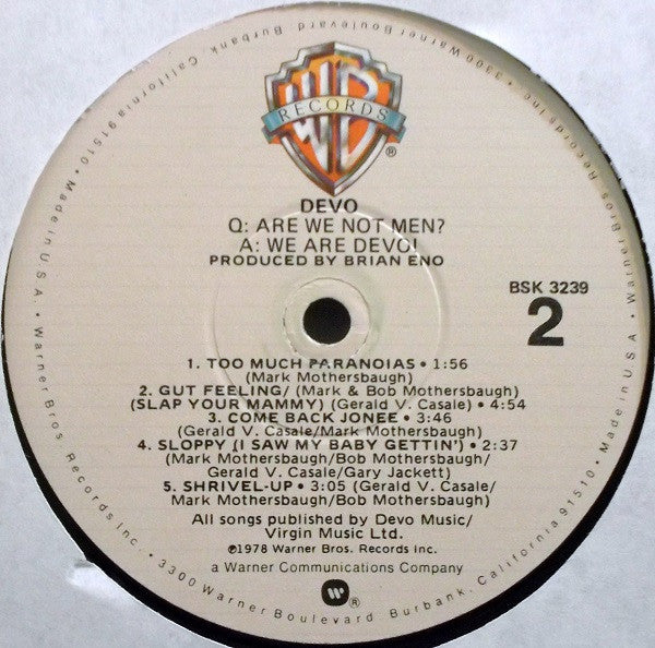 Devo : Q: Are We Not Men? A: We Are Devo! (LP, Album, Win)