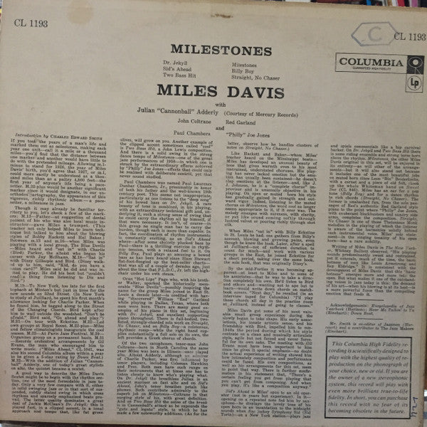 Miles Davis : Milestones (LP, Album, Mono, Hol)