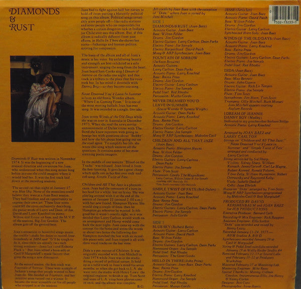 Joan Baez : Diamonds & Rust (LP, Album, RE)