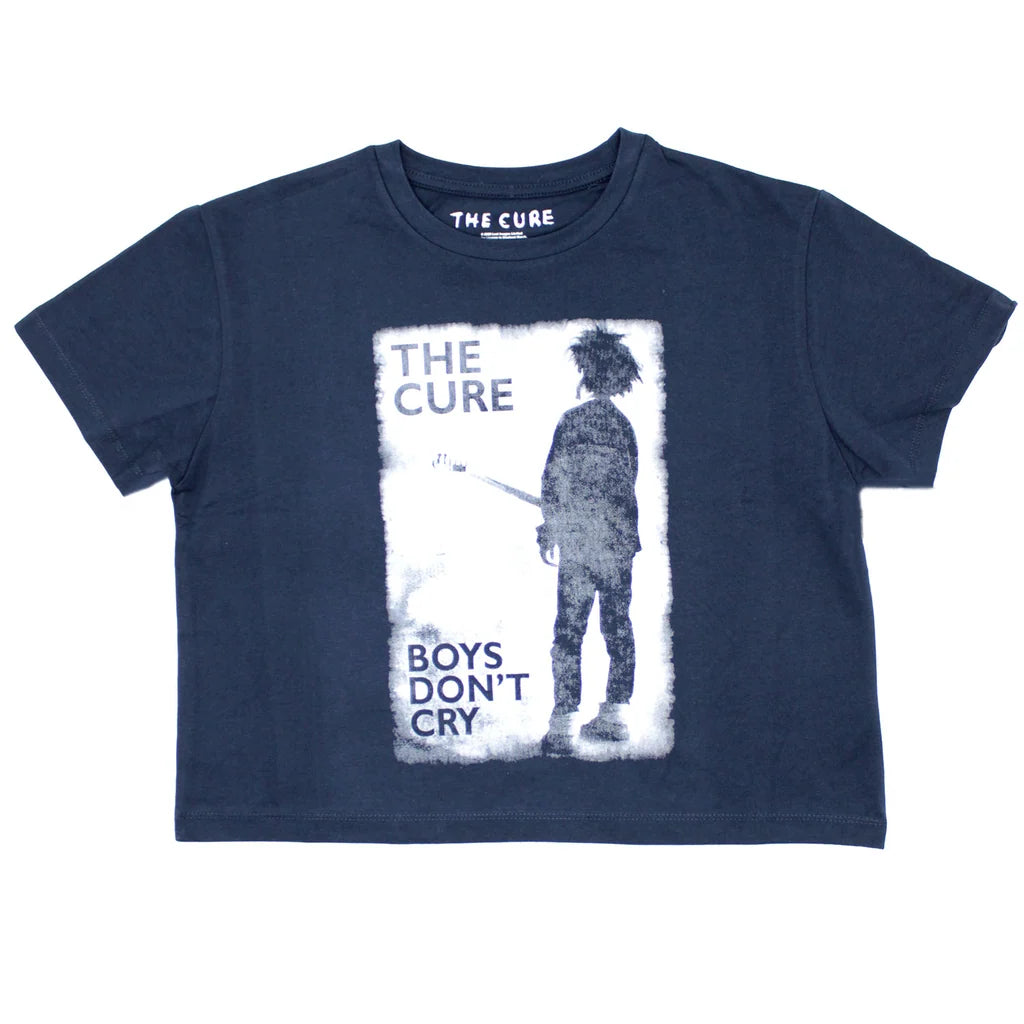 Cure Boys Don't Cry B&W Ladies Crop Top Junior T-Shirt | Choose Size